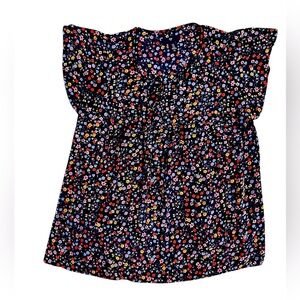 Gap Navy blue floral print blouse. Cap sleeve size M